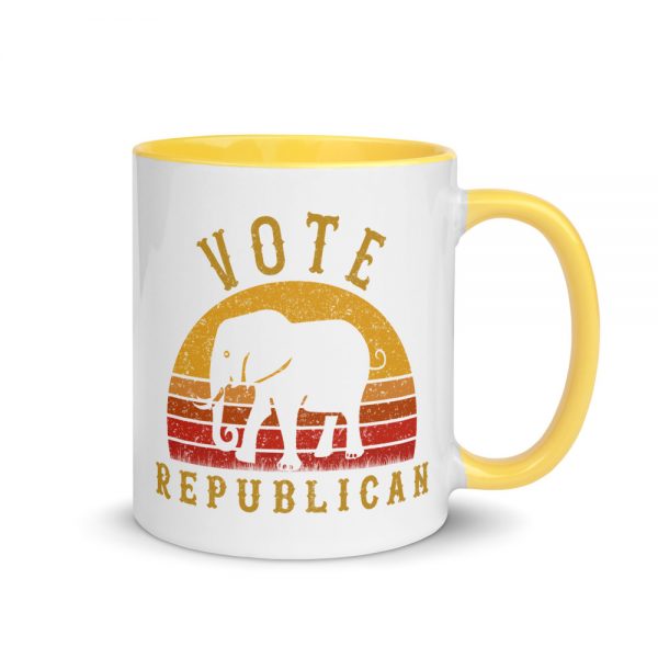 Vote Republican Coffee Mug with Color Inside | Original design, Retro vintage sunset style