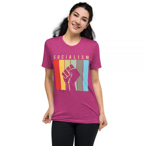 Socialism Resist Fist Retro Tri-blend T-Shirt - Image 12