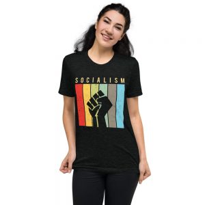 Vintage Retro Socialism (Resistance, Resist Fist) Tri-blend Short Sleeve T-Shirt | Political T Shirts, Gifts, and Gift Ideas for Democrats, liberals, progressives | PoliticalGift.com