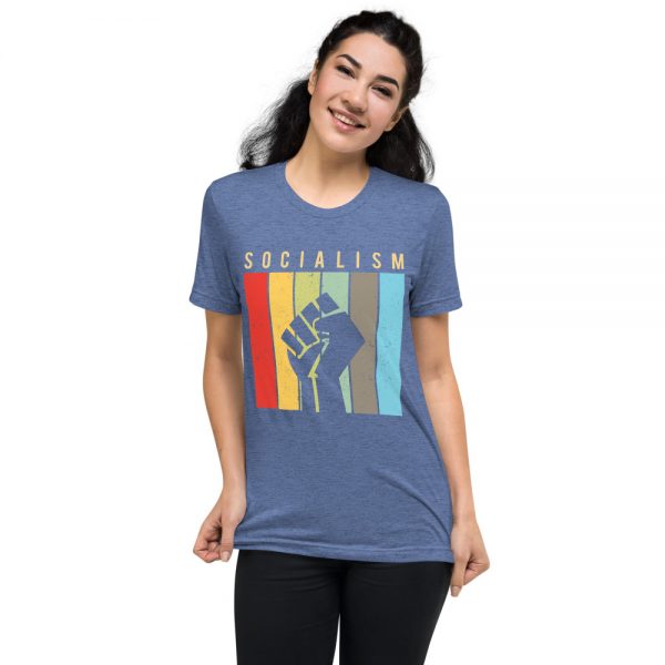 Socialism Resist Fist Retro Tri-blend T-Shirt - Image 11