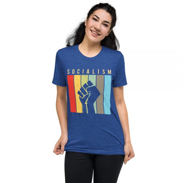 Socialism Resist Fist Retro Tri-blend T-Shirt - Image 9