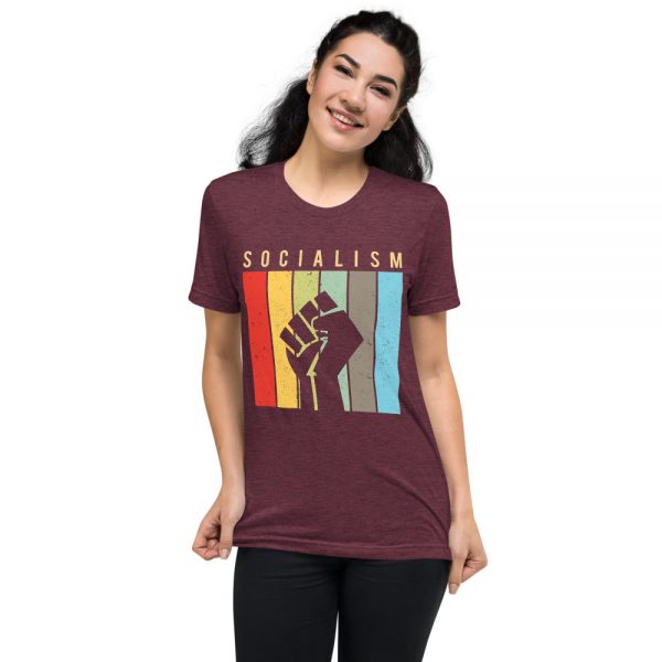 Socialism Resist Fist Retro Tri-blend T-Shirt - Image 10