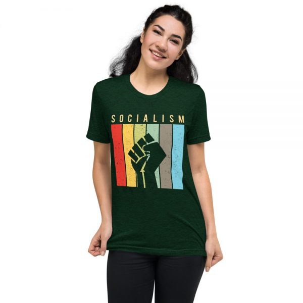 Socialism Resist Fist Retro Tri-blend T-Shirt - Image 3
