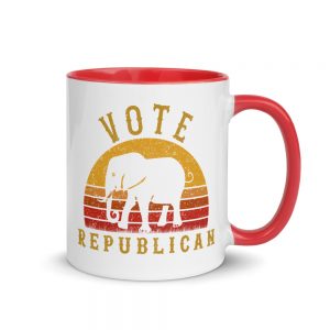 Vote Republican Coffee Mug with Color Inside | Original design, Retro vintage sunset style