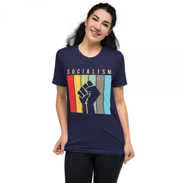 Socialism Resist Fist Retro Tri-blend T-Shirt - Image 7